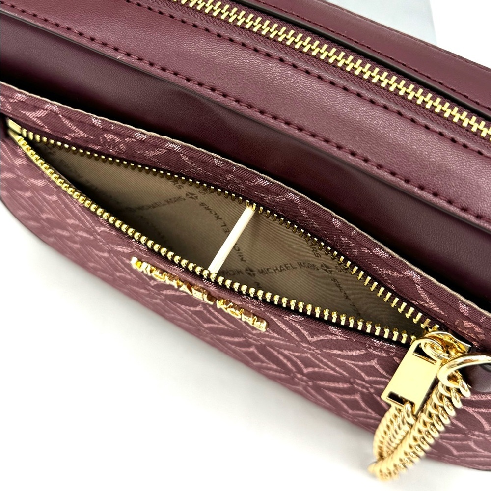 Michael Kors Large Jet Set Item EW Chain Xbody Crossbody Bag Ox Blood Multi - Picture 10 of 12